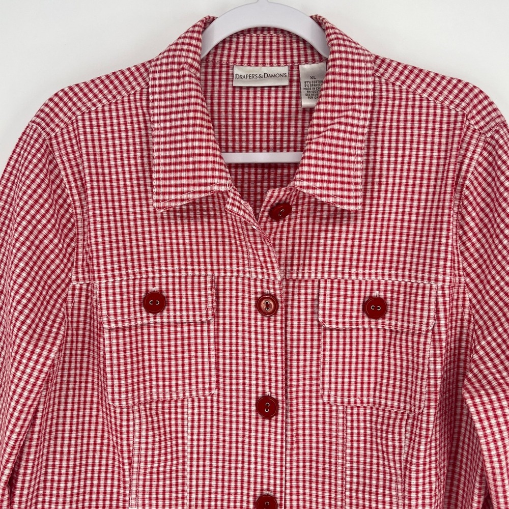 Draper’s & Damon’s Women's Red Gingham Jacket & Pants Set - Picture 4 of 13